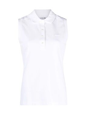 Lacoste Sleeveless Cotton Slim Fit Polo in White